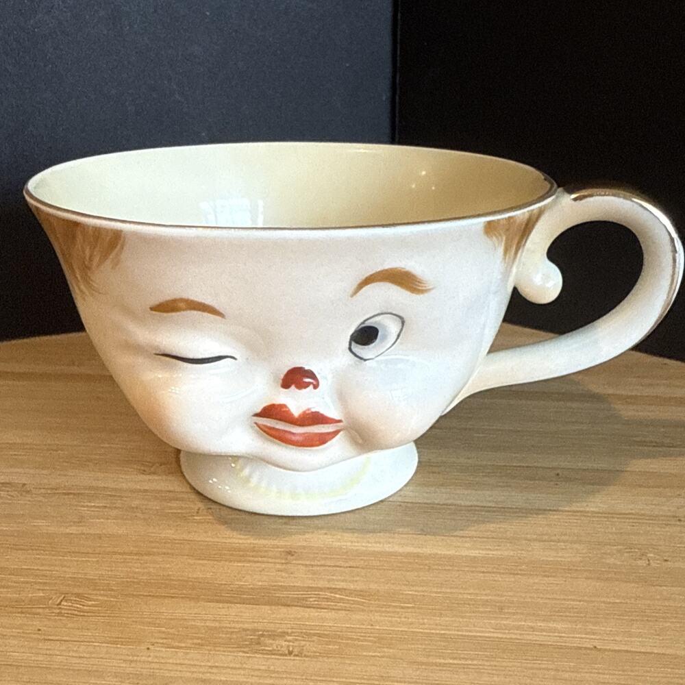 Vintage Napco Japan Winking Face Teacup #6797 Anthropomorphic